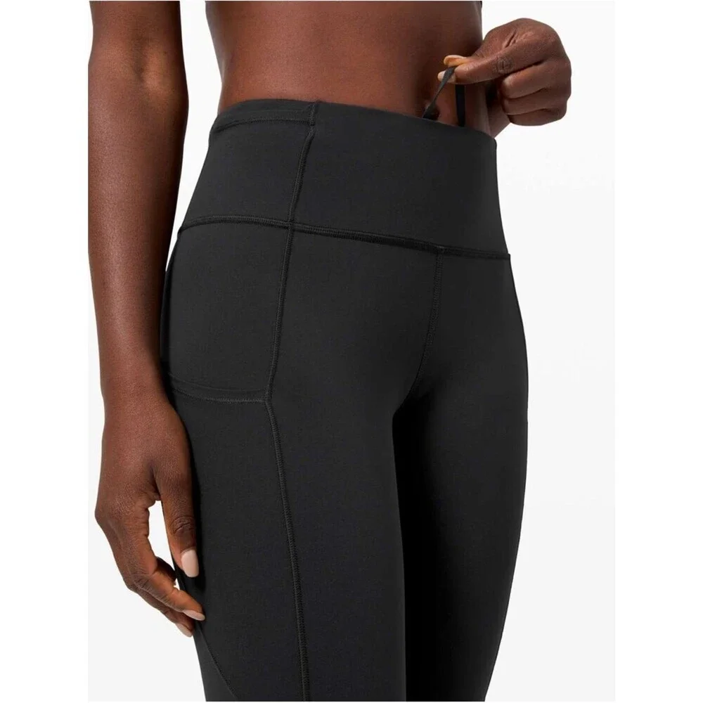 Lululemon Fast & Free Crop Leggings Size 4 US Black Nulux Running 19” Inseam